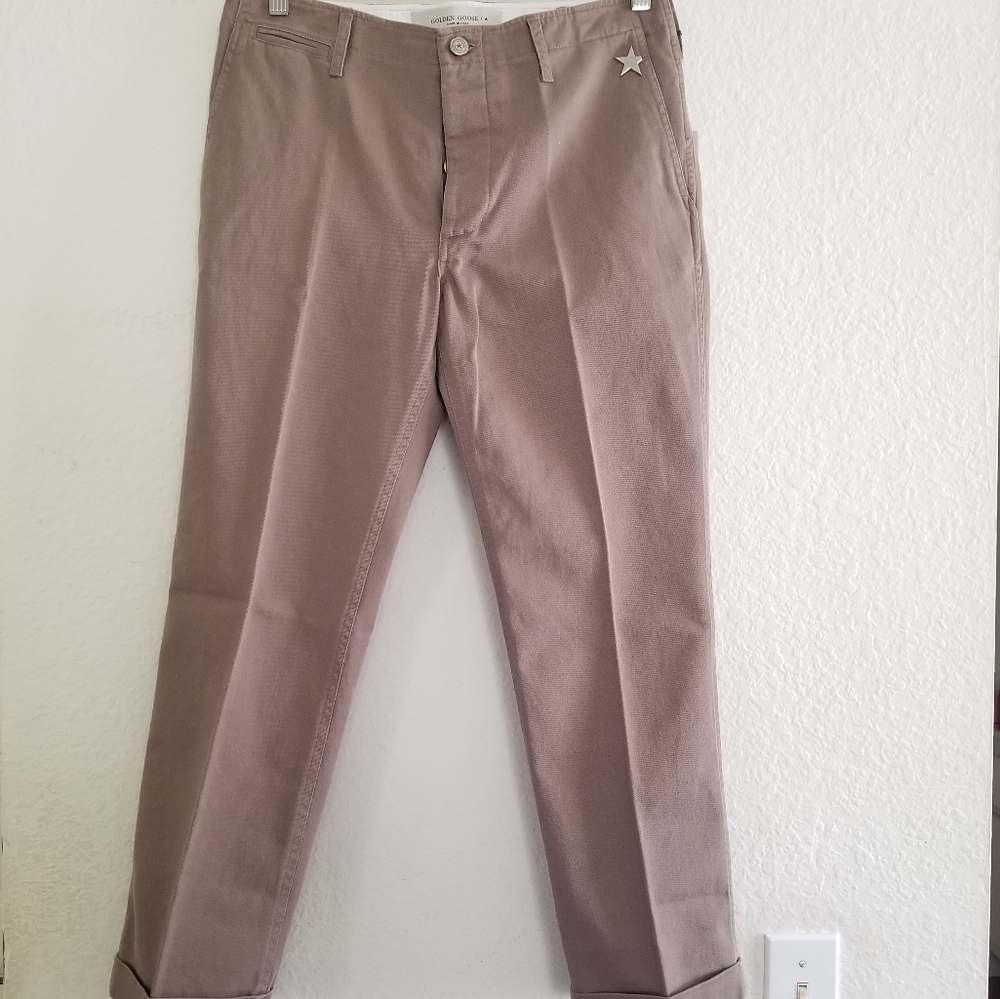 Golden Goose Cropped Chino Pants Size IT 44 Khaki Beige - Picture 3 of 12